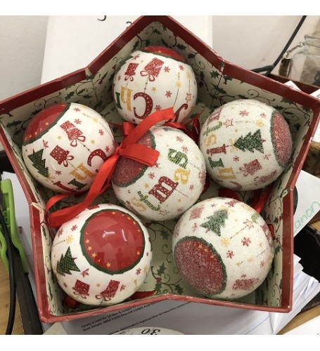 MERRY CHRISTMAS DECOUPAGE BAUBLES SET 6